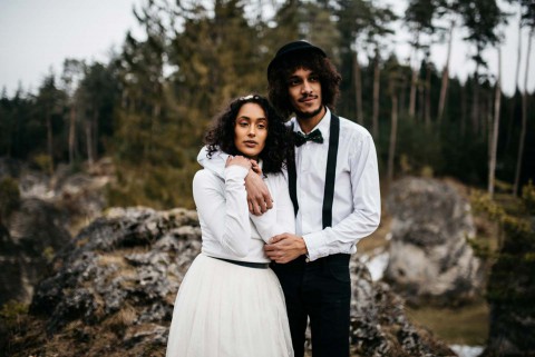 Black & White: Hipster-Hochzeitsinspiration im Winter