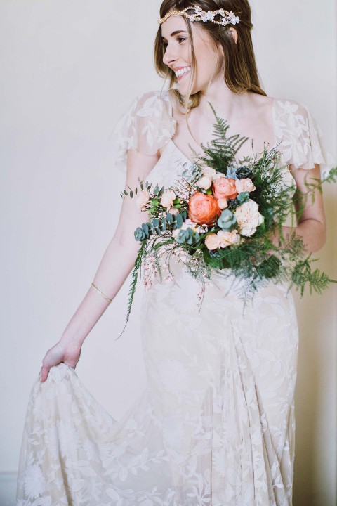 Glamouröse Boho-Braut in Kupfer & Grün