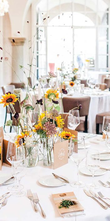 Anja & Matthi: Sonnenblumen-Hochzeit im Schlosshotel Purschenstein